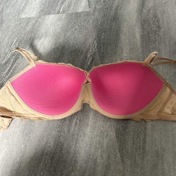 Light nude 36DD lace Pink push up Balconet bra racerback option - Picture 6 of 7